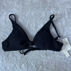 Epiphany‎ LA Swim Black Ribbed Knot Triangle Bikini Top Small BK-TP-KNOT-S NWT